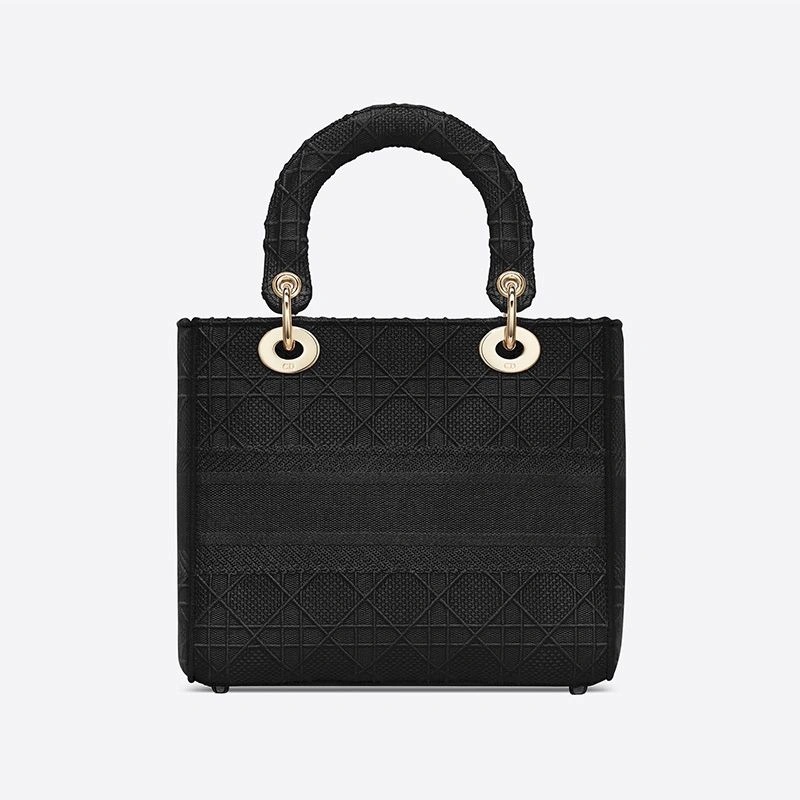 Medium Lady D-lite Bag Cannage Motif Canvas Black - Image 3