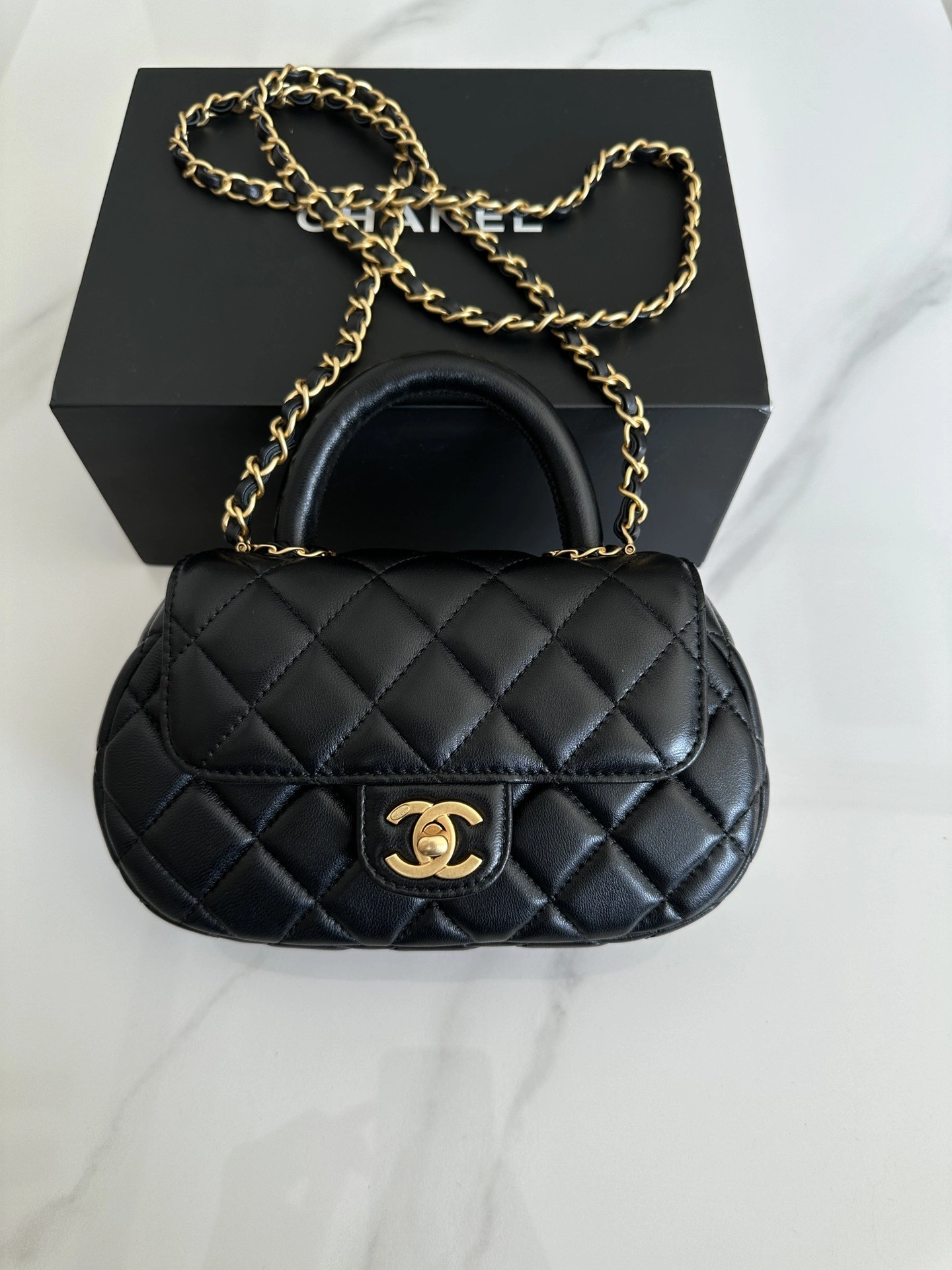 CHANEL SMALL FLAP BAG WITH TOP HANDLE ModernLook 947 - Image 3